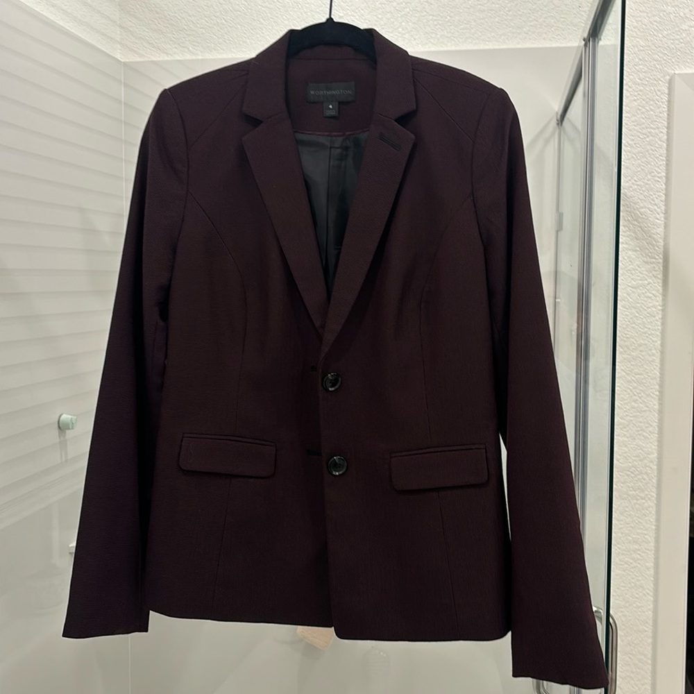 Worthington Blazer with red and black thread